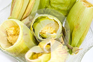 Colombian Sweet Corn Wrap Preparation photo