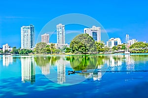 Colombo Beira Lake And Skyline, Sri Lanka photo