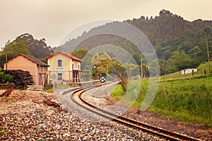 Colombres Fever train station, Asturias, northern Spain photo