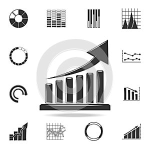 Colomn chart with Up Diagramma Icon. Detailed set of Trend diagram and chart icons. Premium quality graphic design. One of the col photo