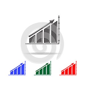 Colomn chart with Up Diagramma Icon. Elements of chart and trend diagram multi colored icons. Premium quality graphic design icon. photo