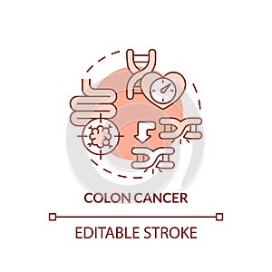 Colon cancer red concept icon