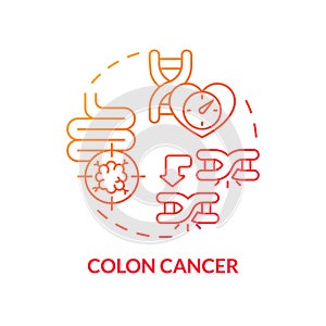 Colon cancer red gradient concept icon