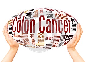 Colon Cancer word cloud hand sphere concept