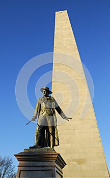 Colonel William Prescott Statue and Bunker Hill Obelisk Monument