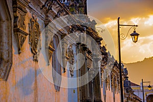 Colonial architecture in antigua city guatemala photo