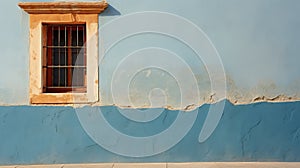 Colonial Architecture: Window On A Blue Wall In San Salvador