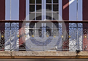 Colonial balcony on facade detail in Ouro Preto, Brazil