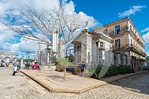 The colonial building of El Templete in Old Havana