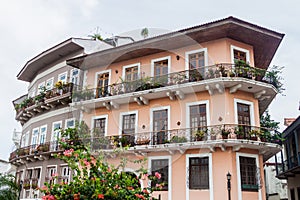 Colonial buildings in Casco Viejo Historic Center in Panama Ci