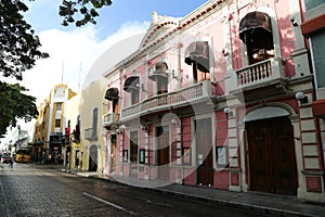 Colonial buildings in the city of Merida, Mexico