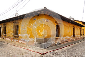 Colonial buildings and cobbled streets in Antigua Guatemala, Central America, latin america. Views cobbled streets, architecture s photo