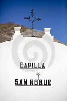 Colonial chapel in Cachi with blue sky, Argentina