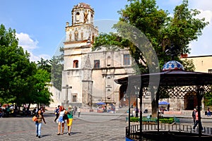 Colonial church at the historic neighborhood of Coyoacan in Mexico City