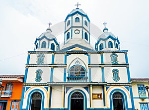 View on colonial church in the town of Filandia in Colombia photo