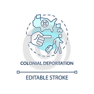 Colonial deportation blue concept icon