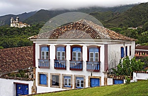 Colonial facade in historical city of Ouro Preto