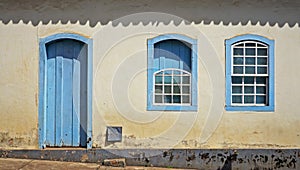 Colonial facade in historical city of Serro, Minas Gerais, Brazil photo
