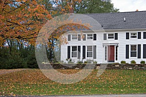 Colonial Home in Autumn photo