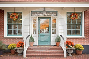 colonial home front door with sidelights and transom