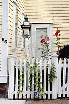 Colonial house entrance