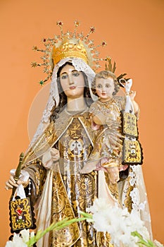 Colonial statue of the Virgen del Carmen photo