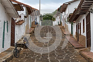 Colonial street in Barchara Colombia