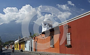 Colonial street with colorful houses. Antigua. Guatemala photo