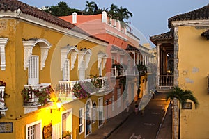 Colonial street scene, Cartagena, Columbia