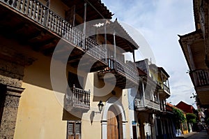 Colonial style balconies in Cartagena