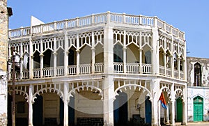 Colonial style building at the street of Massawa, Eritrea