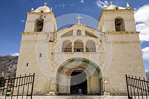 Colonial style church in Chivay, Colca valley, Peru photo