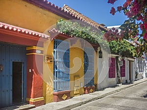 Colonial Style Colorful Houses in Cartagena de Indias Colombia