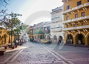 Colonial Style Street in Cartagena Colombia