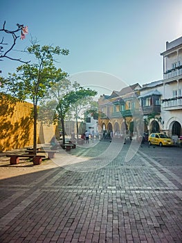 Colonial Style Street in Cartagena Colombia