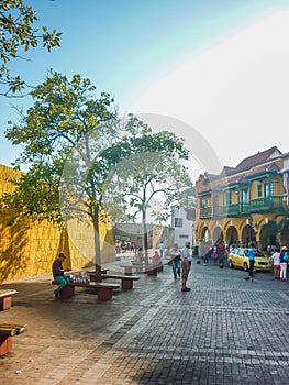 Colonial Style Street in Cartagena Colombia