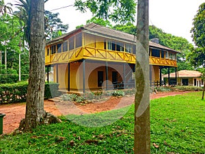 Colonial yellowish house