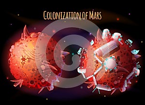 Colonization of Mars vector concept illustration photo