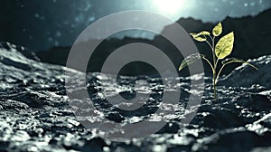 Colonization of the Moon, growing plant on the lunar surface