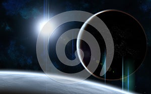 A colonized planet in deep space