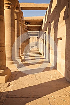 Colonnade of ancient columns at Philae Temple Egypt