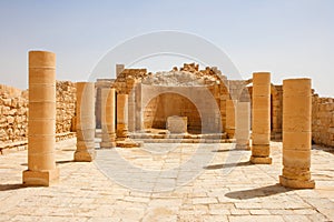 Colonnade of ancient temple ruins