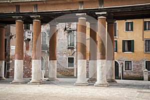Colonnade and buildings, Venice