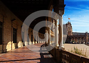 Colonnade of central building Plaza de Espana