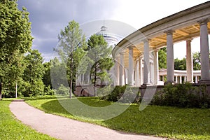 Colonnade and Chapel in park in Moscow
