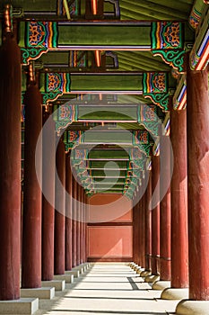 A Colonnade at the Gyeongbok Royal Palace showing Repetition