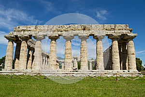Colonnade of Hera Temple in Paestum