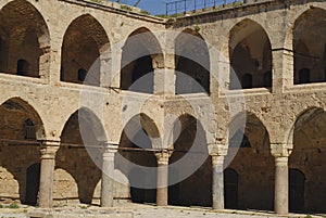 Colonnade at Khan al Umdan, Caravanserai in Acre, Israel