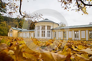 Colonnade of mineral water spring Ferdinand - small west Bohemian spa town Marianske Lazne Marienbad - Czech Republic