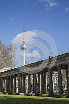 Colonnade and Fernsehturm TV Tower in Berlin photo